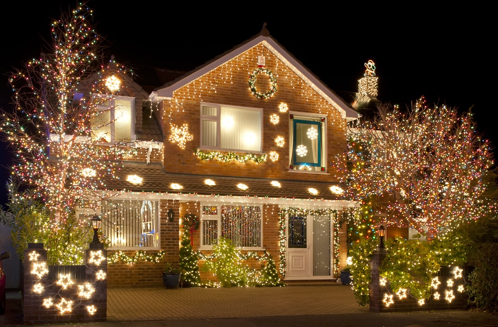 house with christmas lights