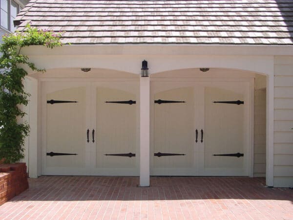 two carriage house doors with metal handles