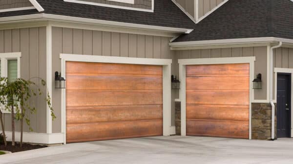 Two copper garage doors of house