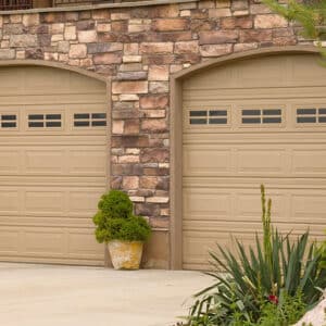two arched cornerstone garage doors