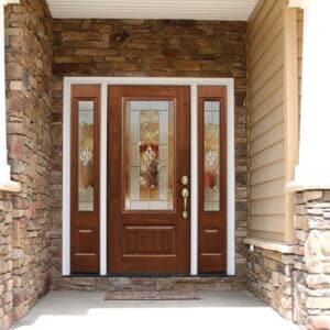 front door with glass panels