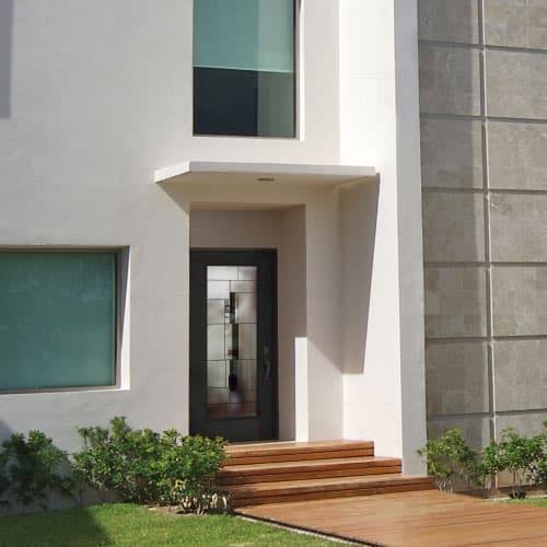 modern home with glass door