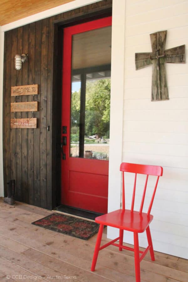 Red door with red chair