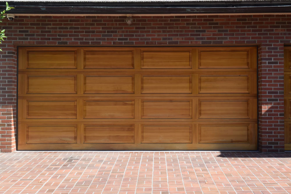 Wooden garage entrance door