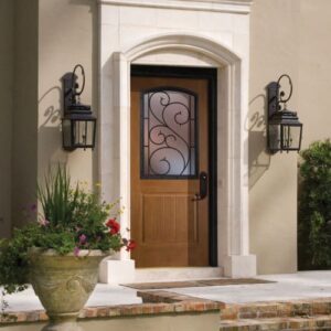 Fiberglass Door with Iron Decorative Glass